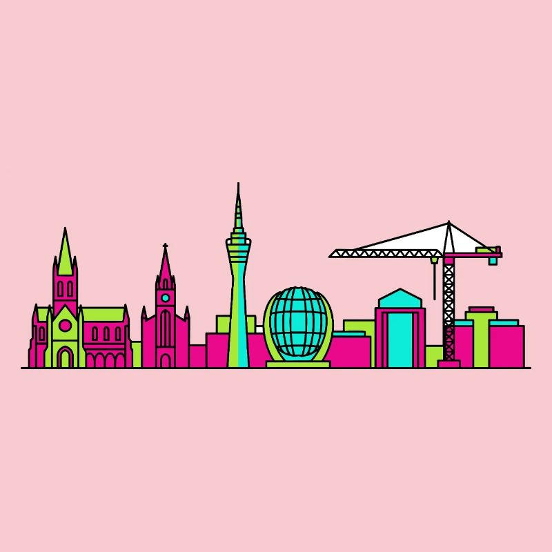 Glasgow City Skyline Clyde Arc Modern Line Art
