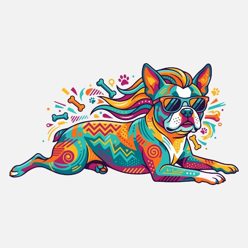 Mode bouledogue de chien avec lunettes de soleil explosion de couleurs