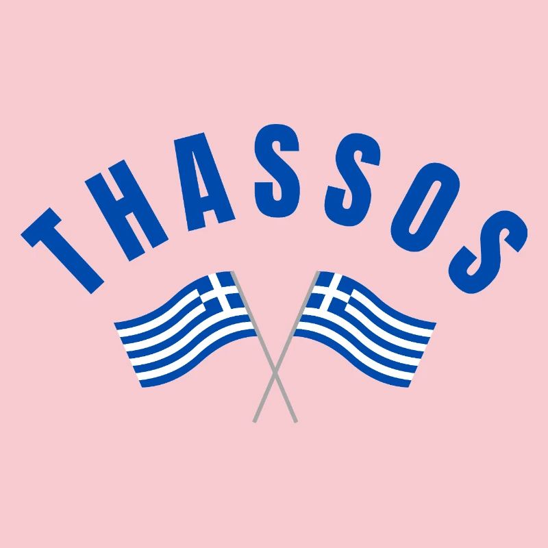 Thassos Drapeaux Grecs Croisés