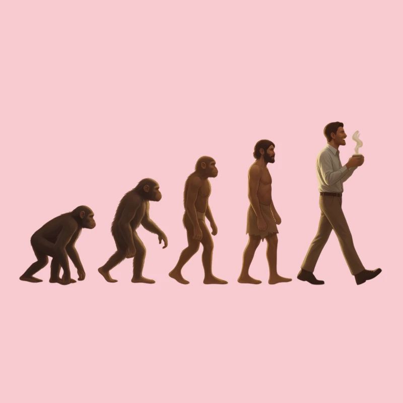 Evolutionary journey: From ape to coffee-drinking man