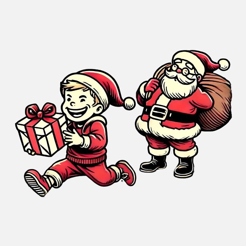 Freches Kind mit Weihnachtsmann - Retro Stil