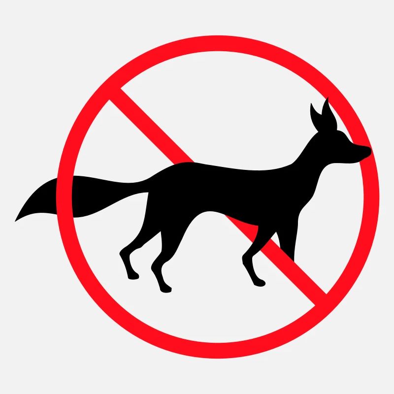 Panneau d’interdiction de renard, pas d’avis de zone