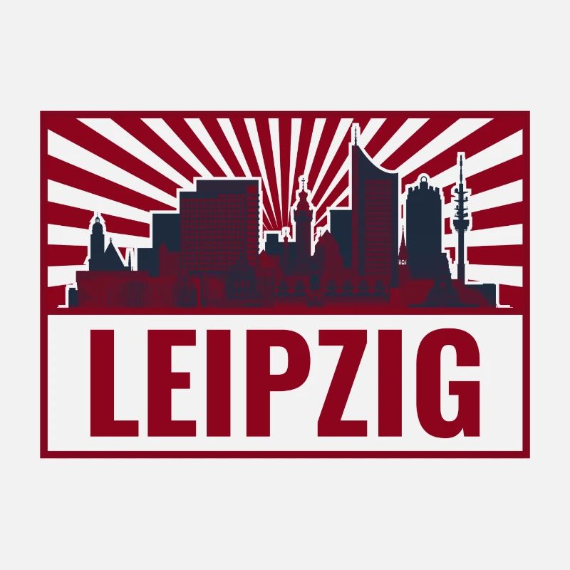 Leipzig Skyline Retro Red