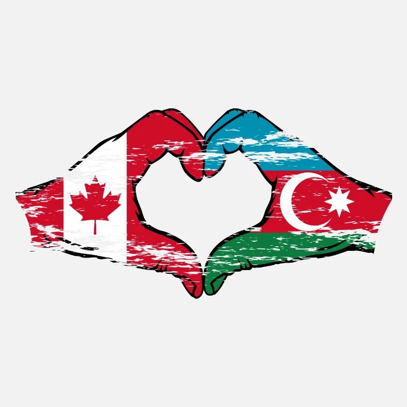 Forme de coeur Canada Azerbaïdjan avec mains utilisées