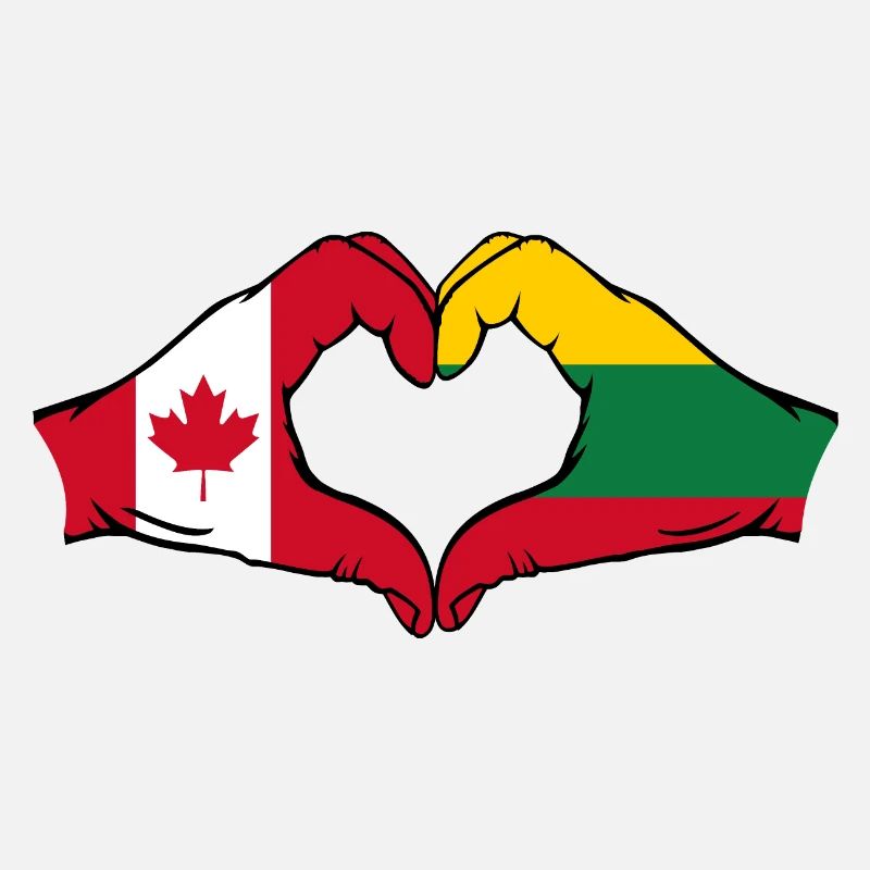 Canada Lithuania Heart Shape with Hands