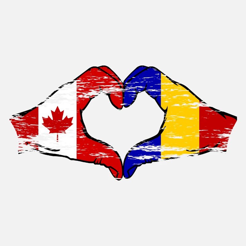 Canada Roumanie forme de coeur avec des mains utilisées