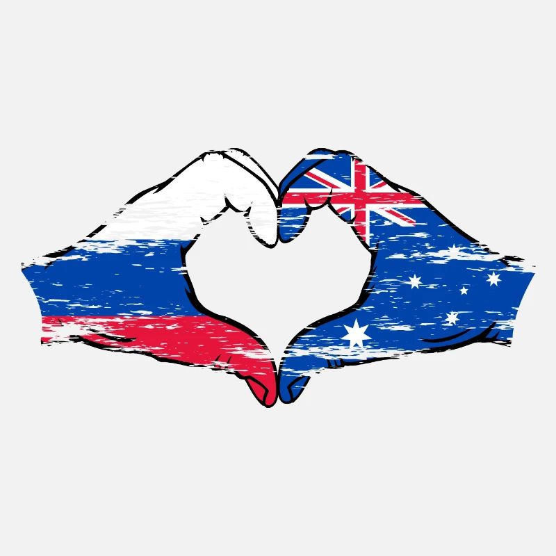 Drapeau de la Russie Australie Forme Coeur Utilisé
