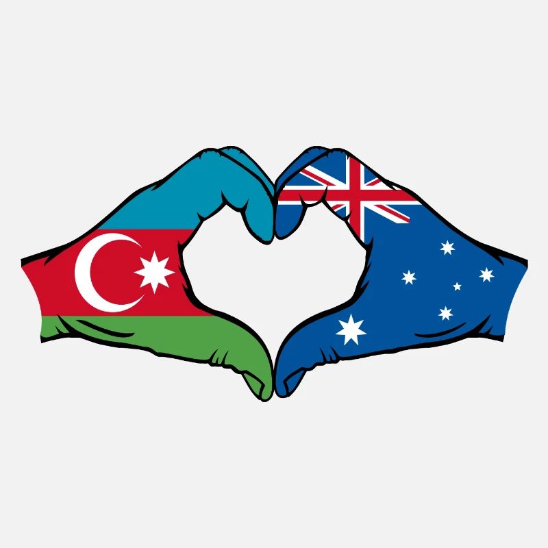 Azerbaïdjan Australie Drapeau Coeur Forme