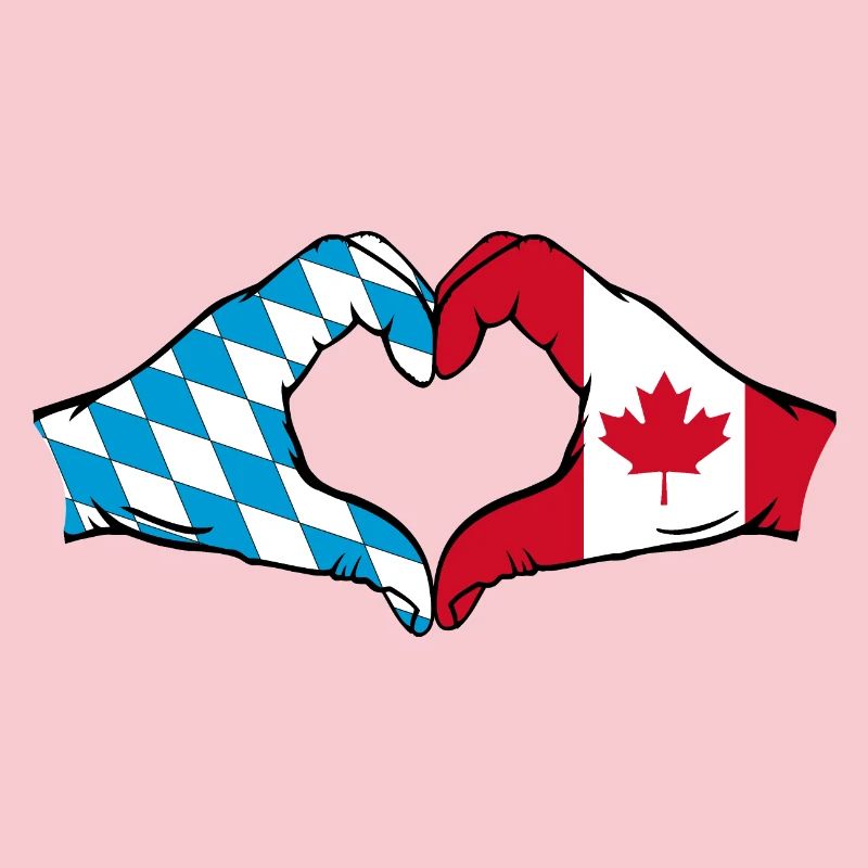 Mains du drapeau du Canada de la Bavière en forme de coeur