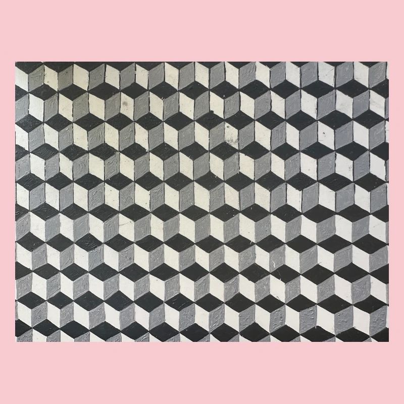 Three-dimensional cubes grayscale