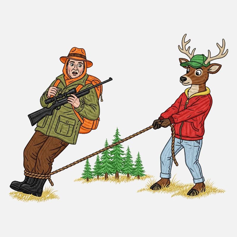 Forest Tug Duo: Hunter & Deer