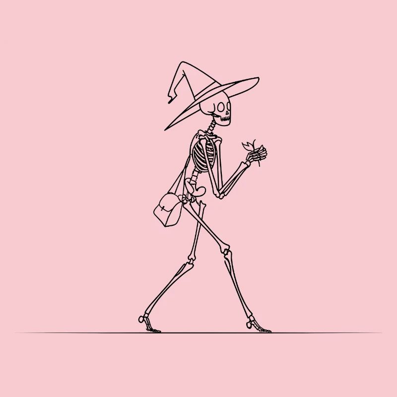 Skeleton Witch with Bag – Magic Line Graphic