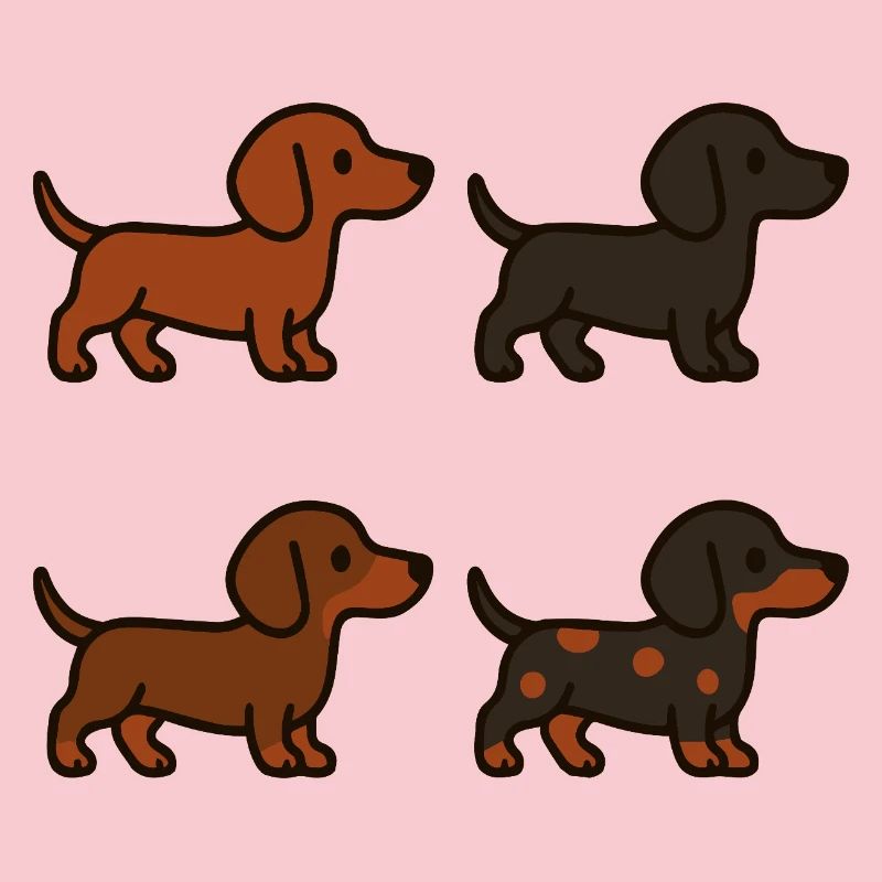 Ensemble d’illustrations de teckel mignon