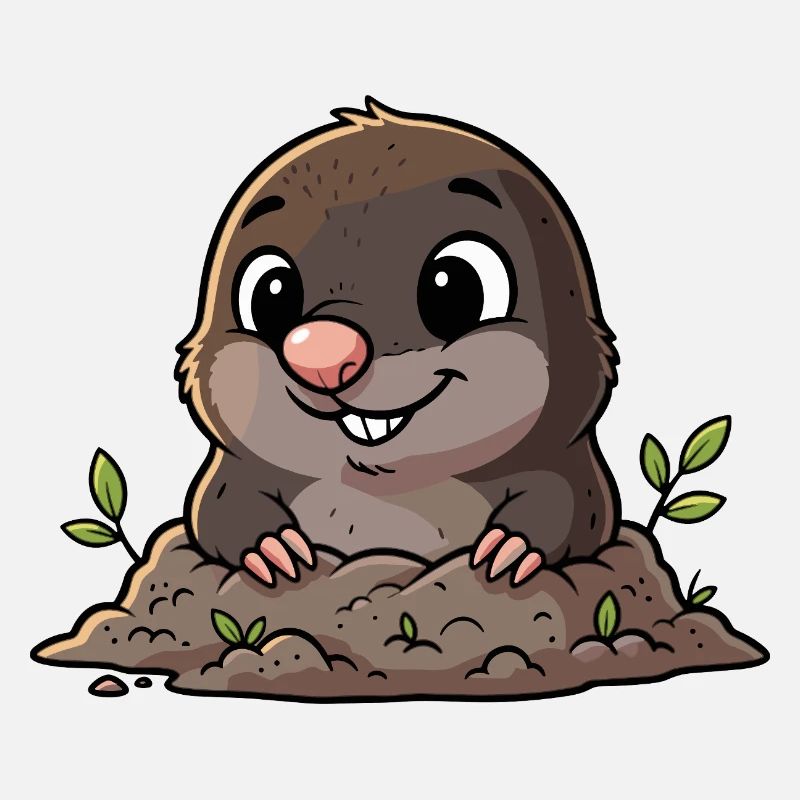 Cute mole digging
