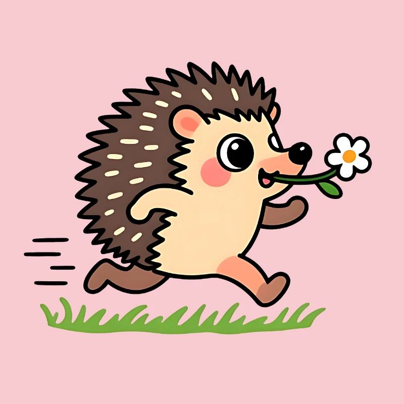 Hérisson avec une fleur