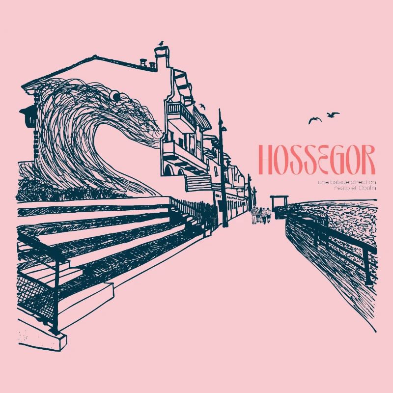 Hossegor Atlantic Coast – Hand-Drawn Wave