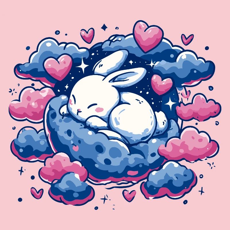 Moondream bunny on cloud heart