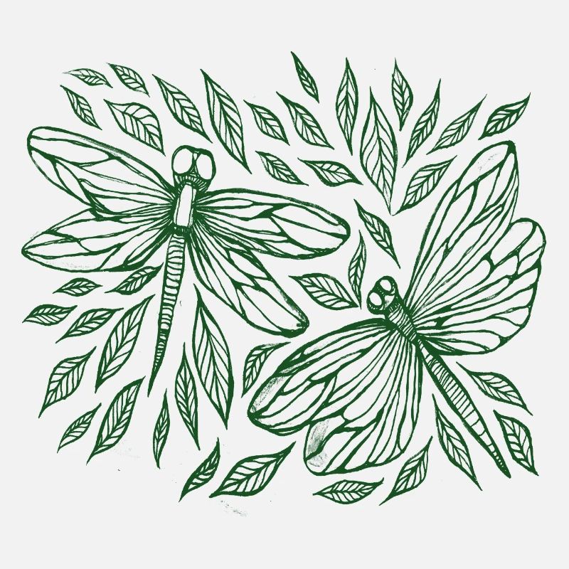 Libellules et feuilles Botanique