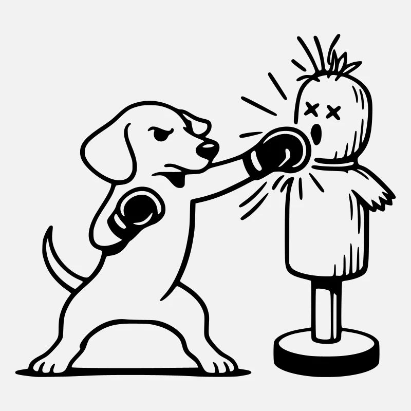 sparring dackel boxen line art 