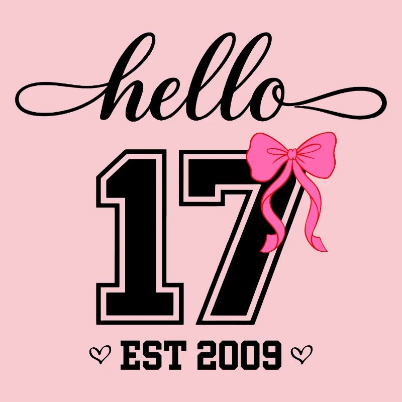 Hello 17 Est 2009 Mädchen Geburtstag Design
