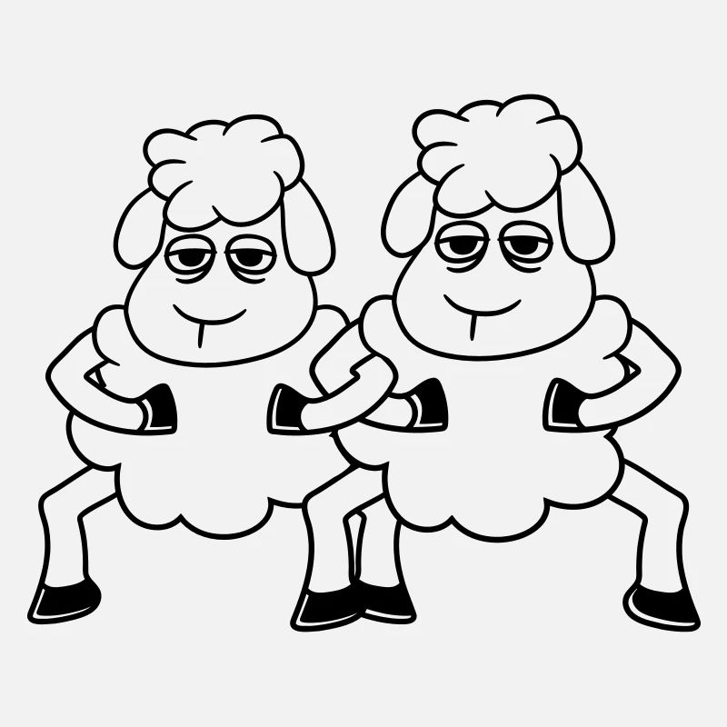 2 Sheep Looking Tired Bored Friends Team Crew