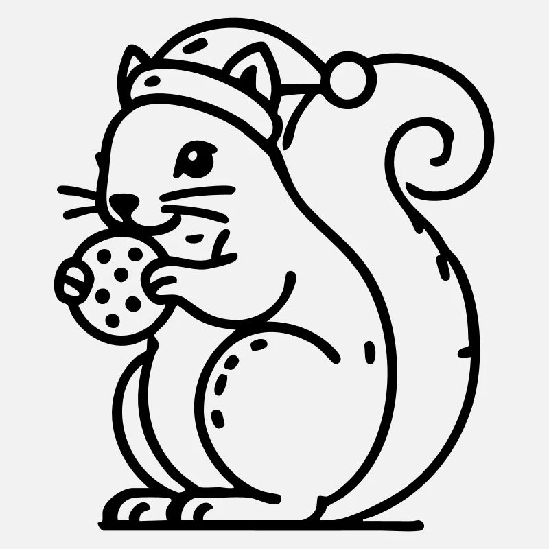Squirrel with hat and biscuit Christmas