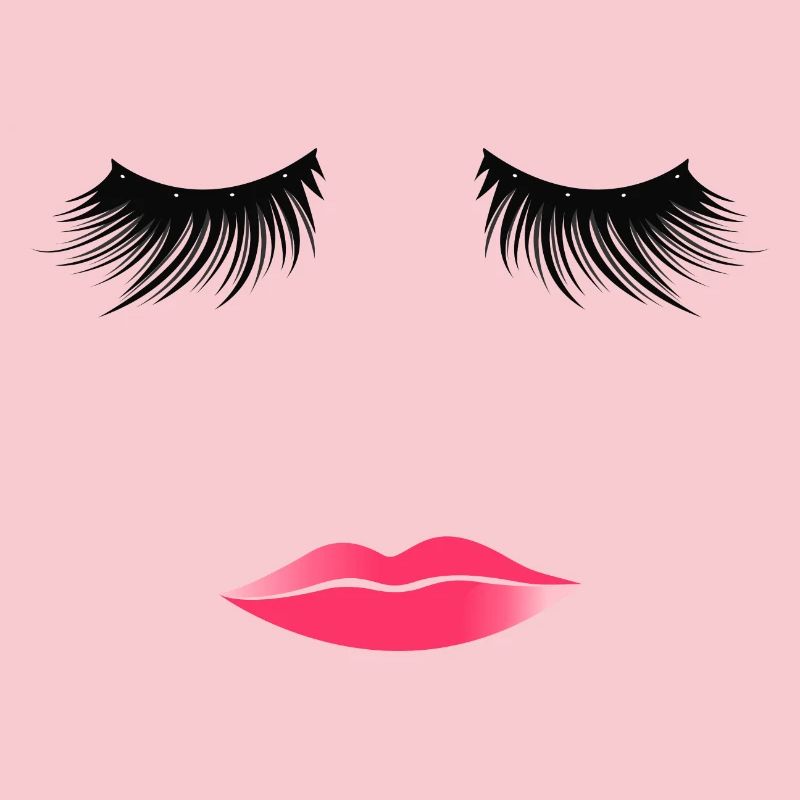 Woman's Face Eyelashes Kissing Lips Pink Lips