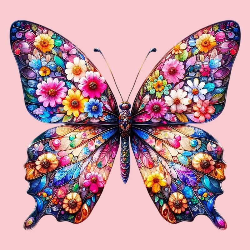 Papillon décoré de fleurs