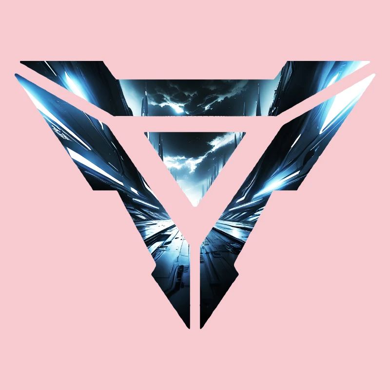 Futuristic Cyber Realm Triangular Design