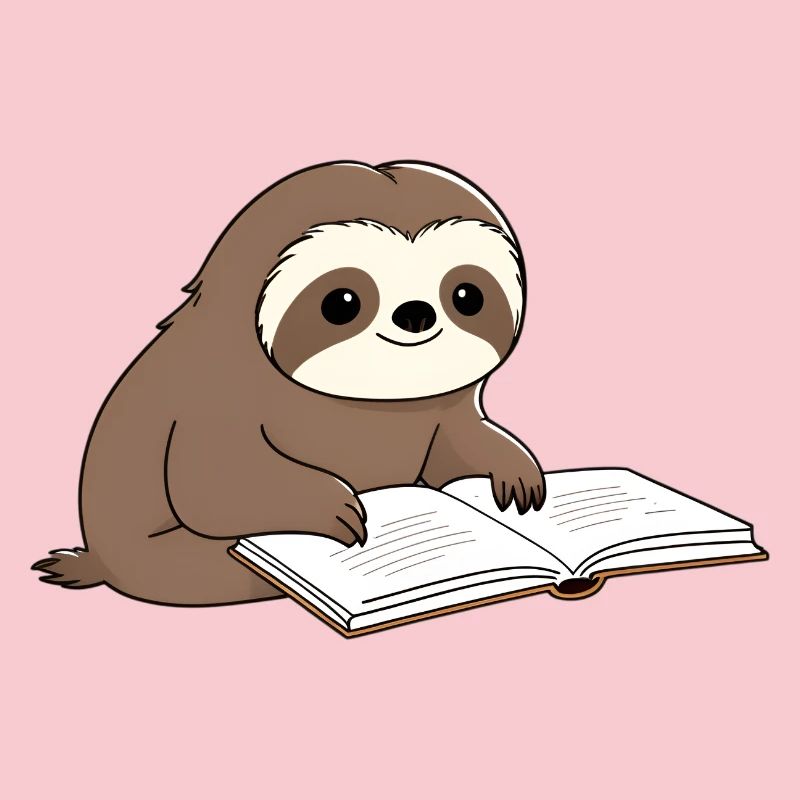 Cute Sloth Reader with Book