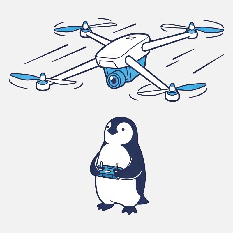 Drone et pingouin
