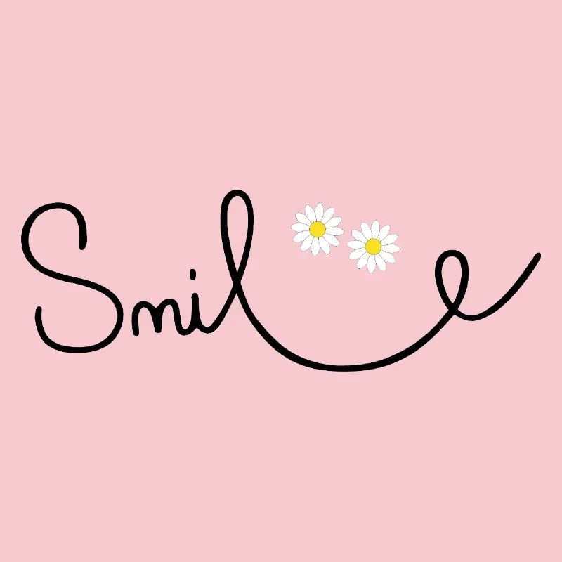 Flowery smile in cursive script