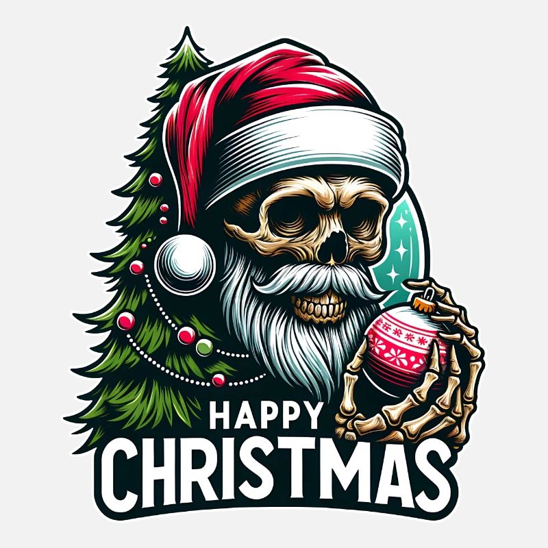 Weihnachtsmann Skull mit Christbaumkugel
