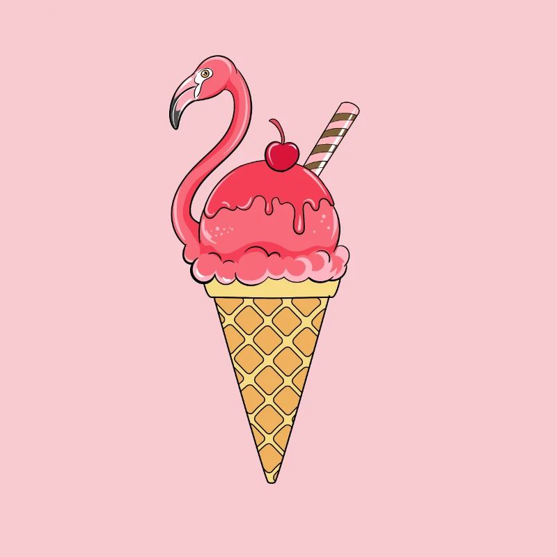 Flamingo Eis Eiswaffel Eiscream Rosa