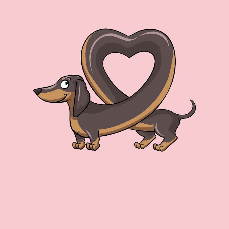 Teckel mignon faisant une forme de coeur. conception