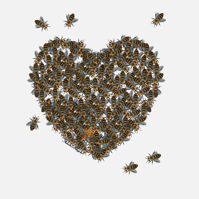 Essaim en forme de coeur à auto-étiqueter
