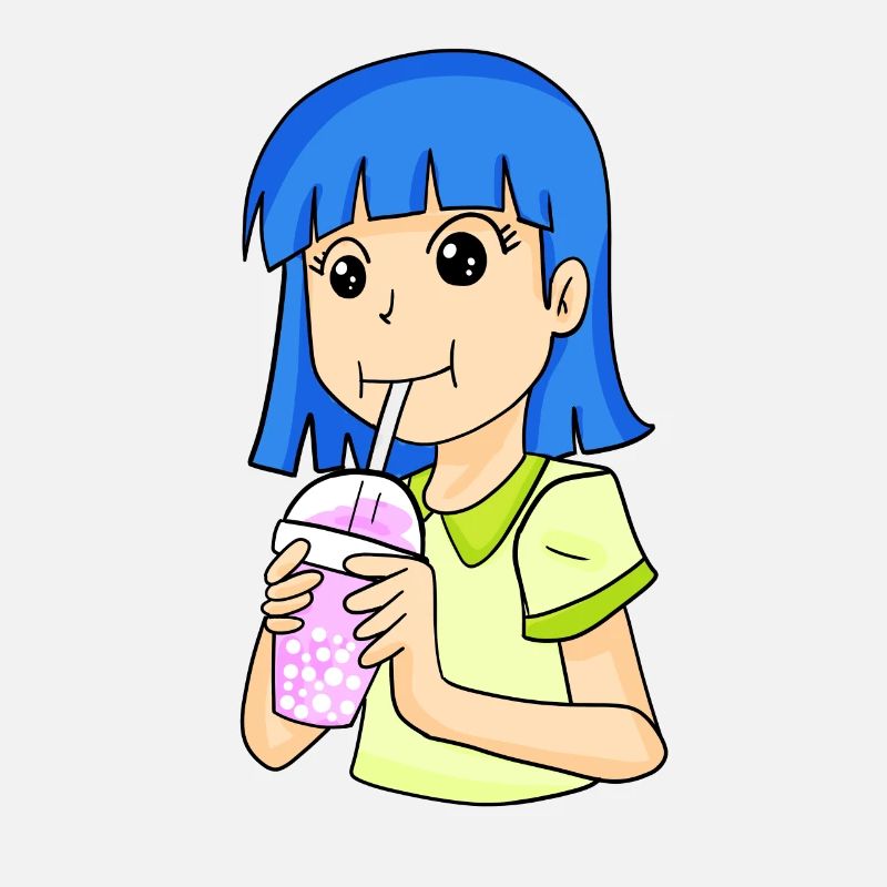 Anime Mädchen mit bubble tea
