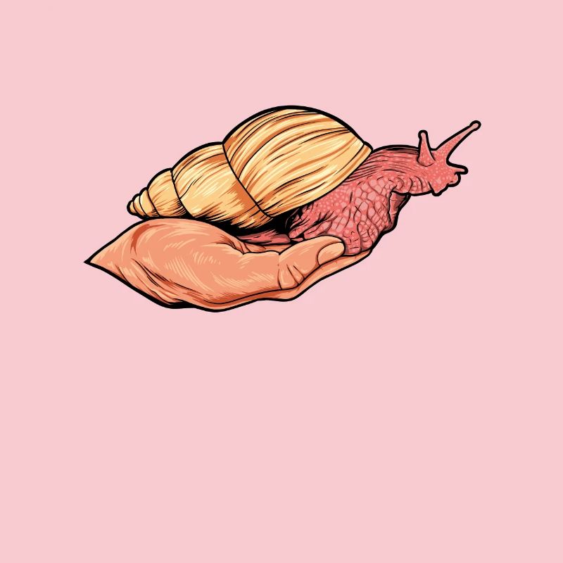 Snail crawls on the hand - agate snails