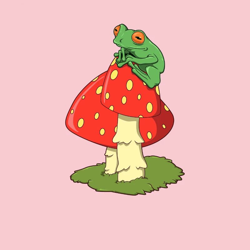 Cottagecore Aestethic - Frog on fly agaric