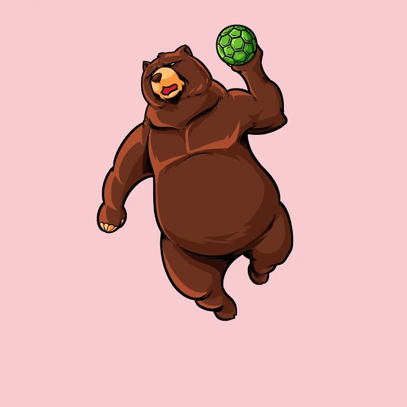 Comic Bear plays handball