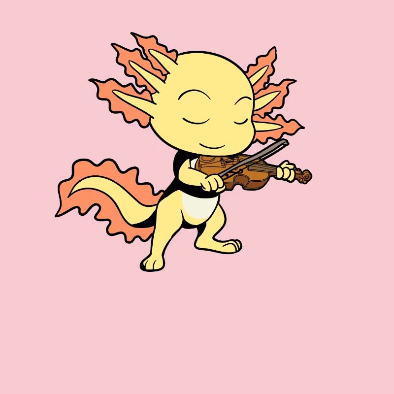 Comic Axolotl plays violin
