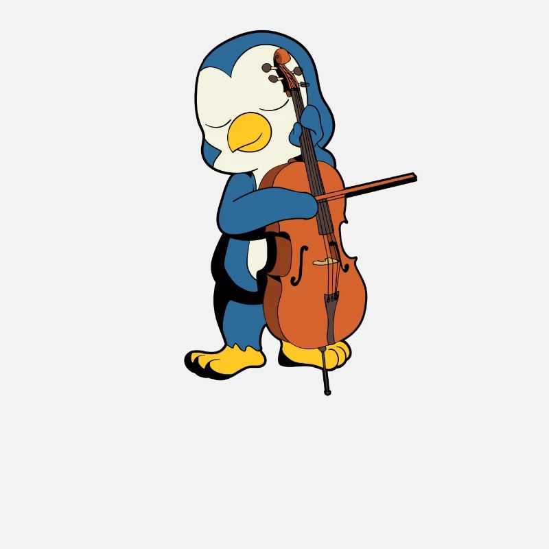 Comic Pinguin spielt Cello