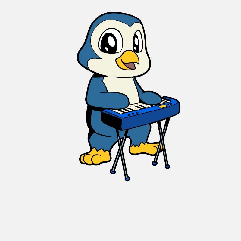 Comic Penguin plays keyboard
