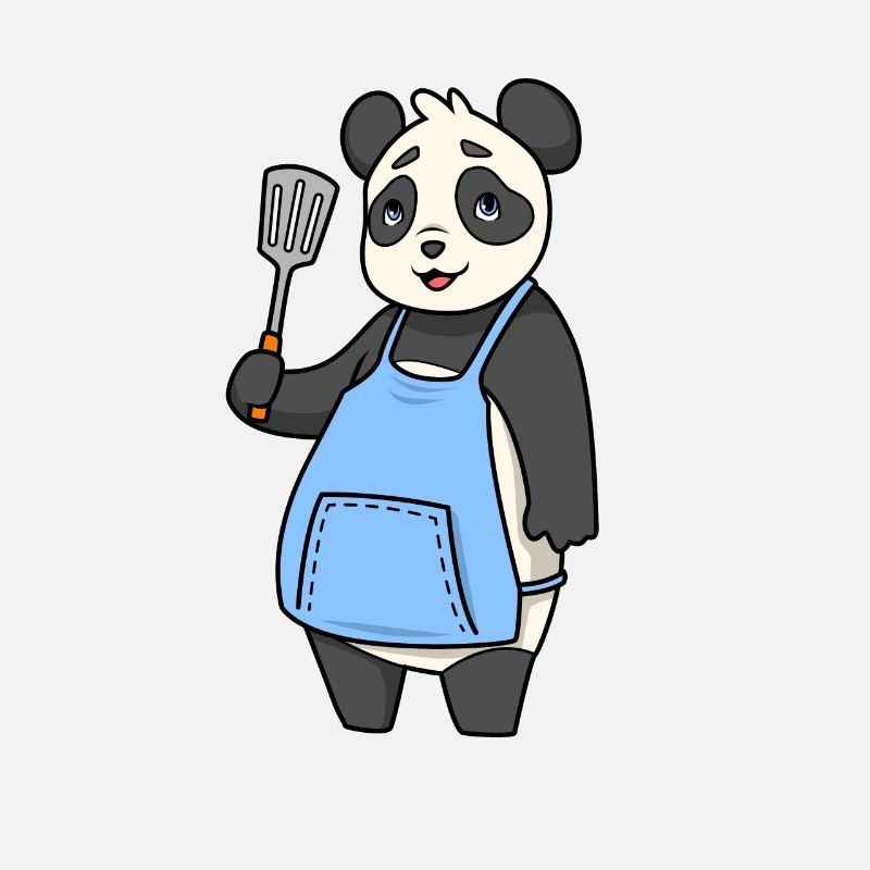 Panda bear is grill master
