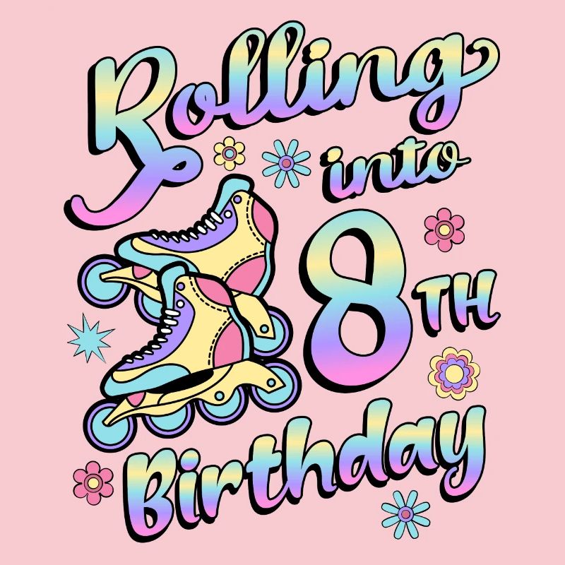 Rolling Into 8th Birthday Roller Skater Inline
