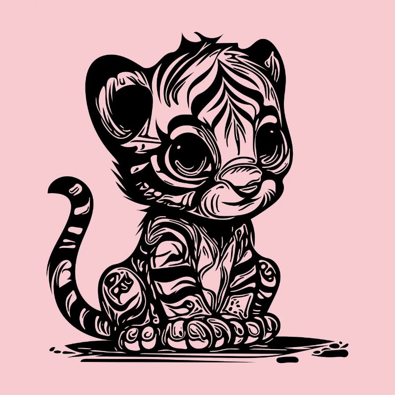 Small tiger with cute striped pattern