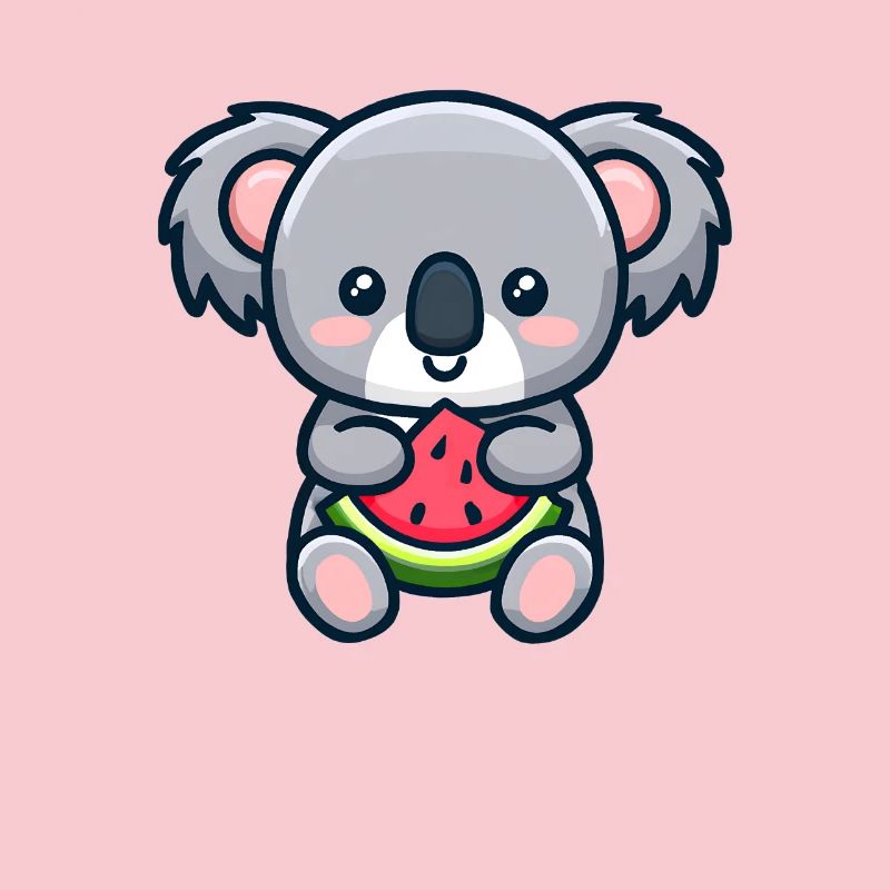 Le koala sucré mange de la pastèque rouge