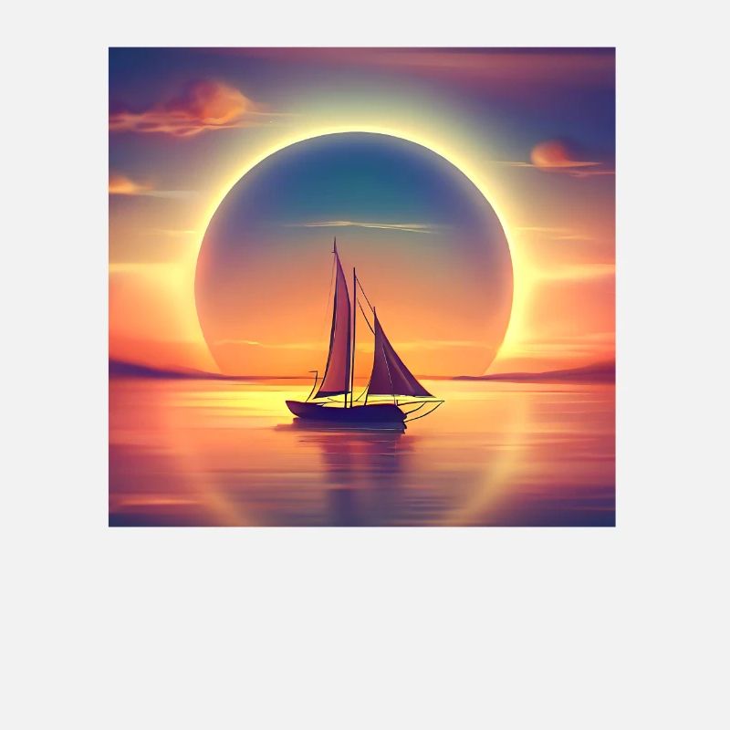 Voilier navigue dans le coucher du soleil Angular