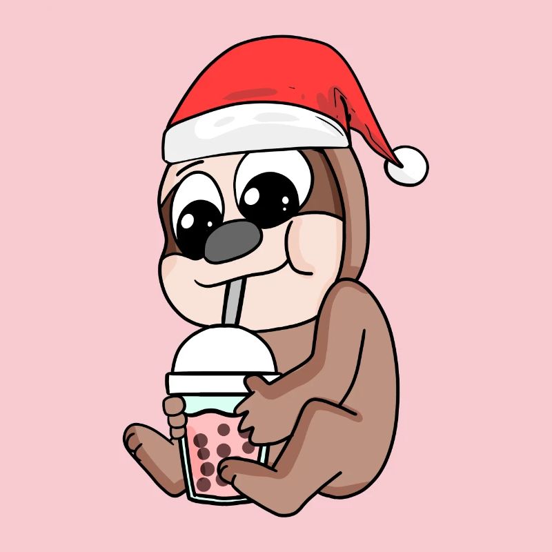 Sloth Christmas Bubble Tea