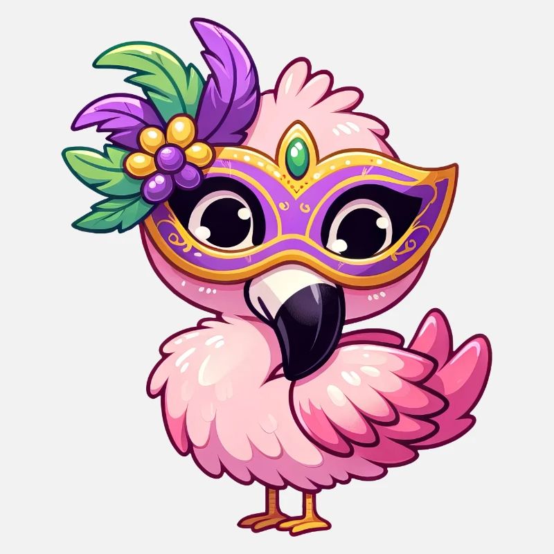 Mardi Gras Comic Flamingo